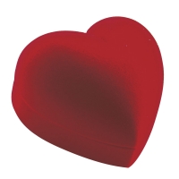 Red heart shaped velveteen ring box