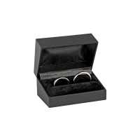 Black smooth finish man-made leatherette box for pair of wedding bands