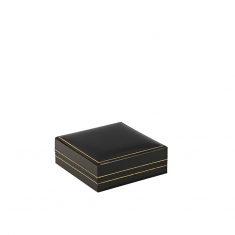 Man-made leatherette jewellery presentation box with gold border