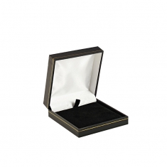 Man-made leatherette jewellery presentation box with gold border