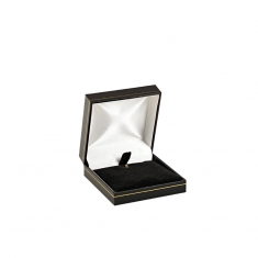 Man-made leatherette jewellery presentation box with gold border