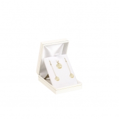 Man-made leatherette jewellery presentation box with gold border