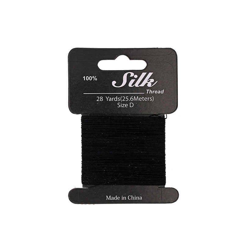 Black silk beading thread, 0.3mm diametre (size D) 25m