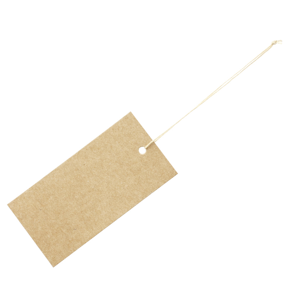 Kraft card strung labels with cotton thread - 3.5 x 7 cm