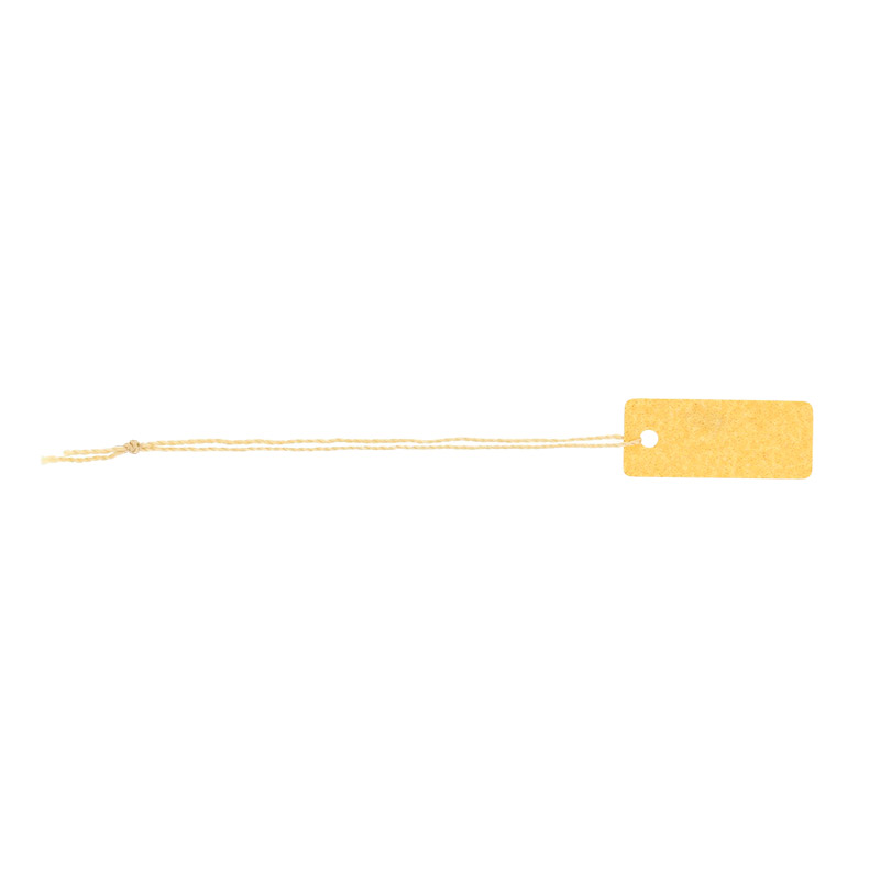 Blank gold-coloured strung card price tags with matching string