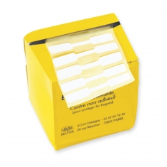 Box of self-adhesive, removable blank ring labels