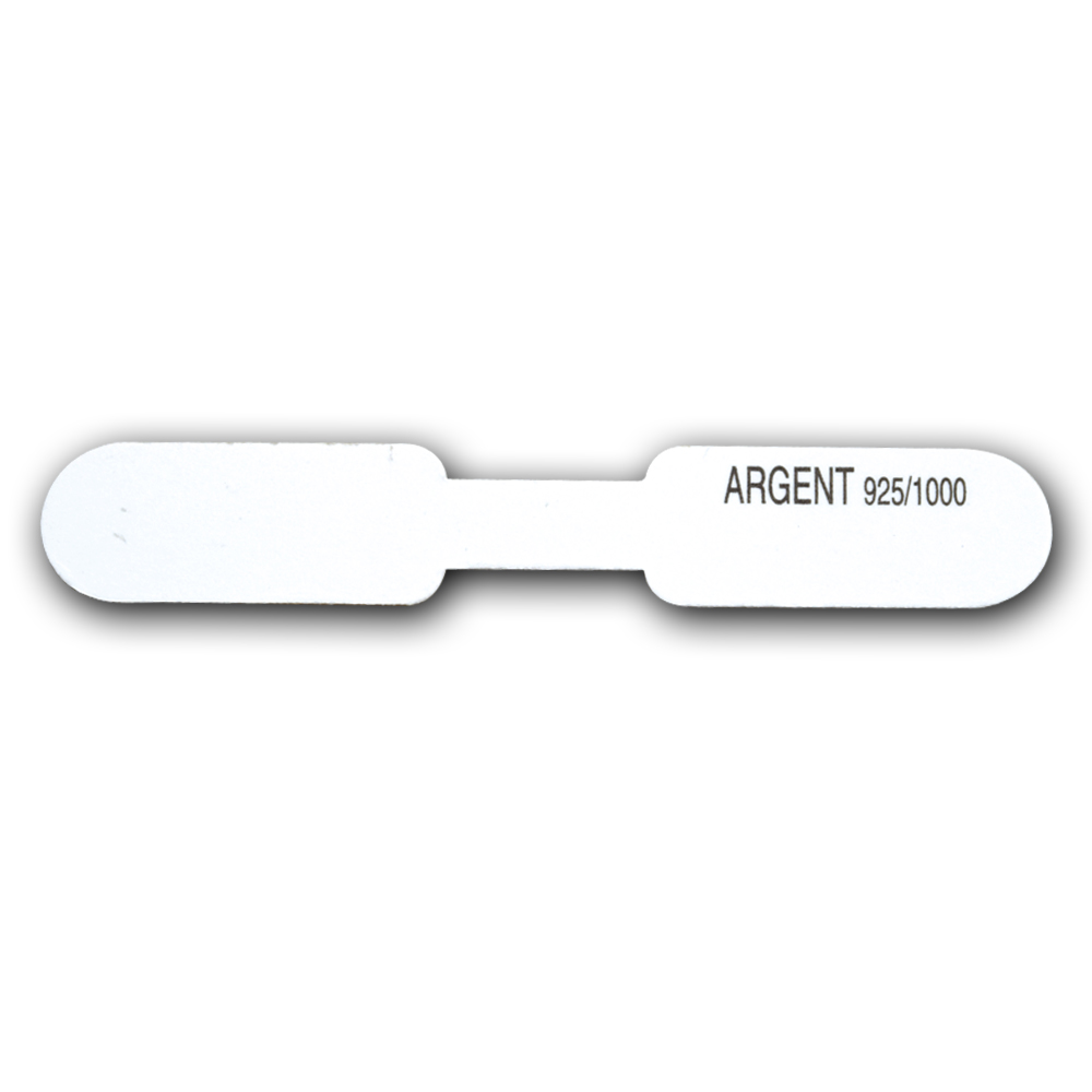 Self-adhesive plastic labels for rings - with inscription in French ARGENT 925/1000