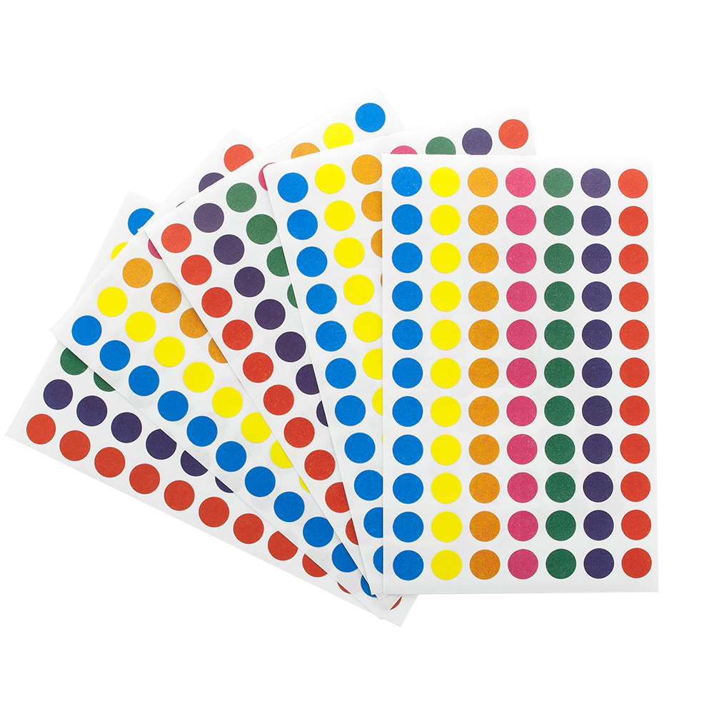 Self-adhesive round multicolored labels
