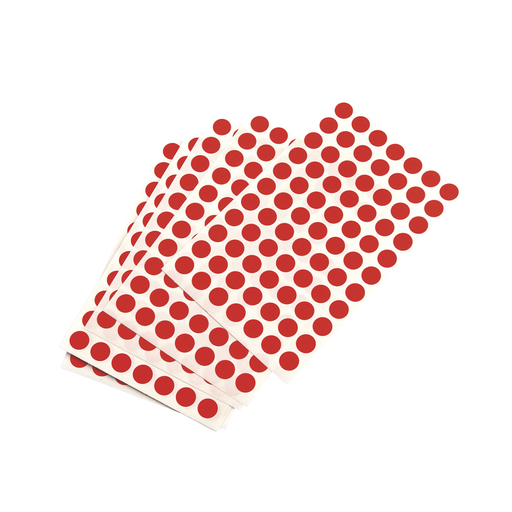 Self-adhesive round red labels