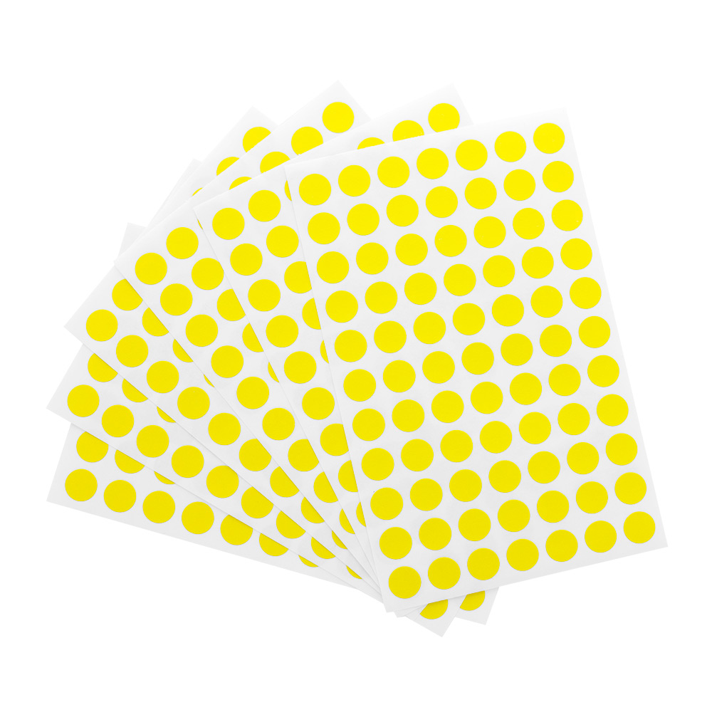 Self-adhesive round yellow labels