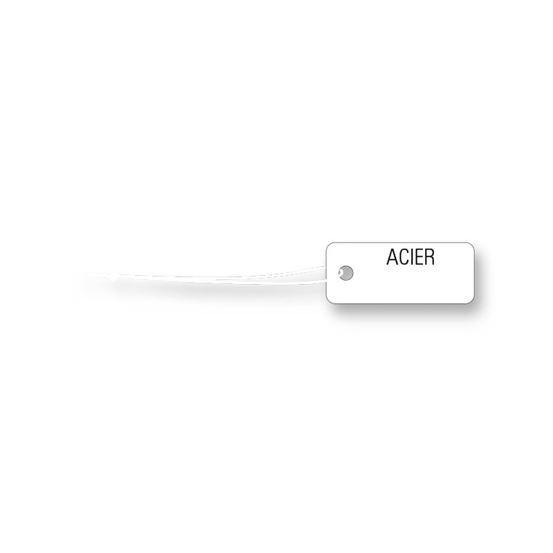Strung plastic price tags - ACIER (French only)