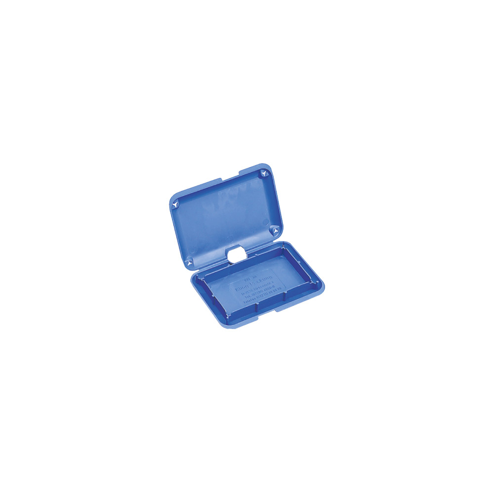 Blue plastic dispatch box - 12.4 x 8.8 x 1.7cm