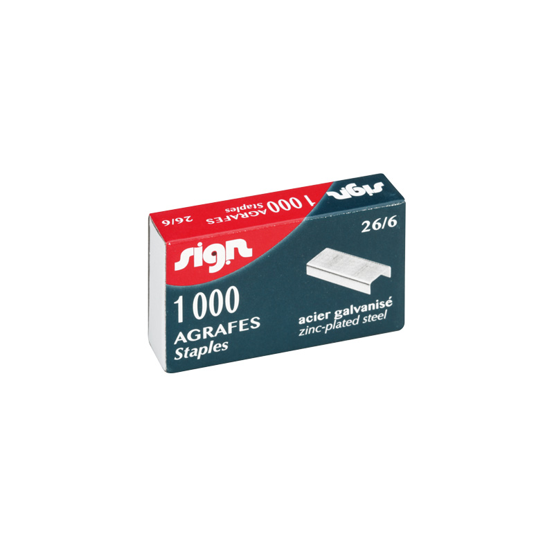 Box of 1000 26/6 zinc plated staples