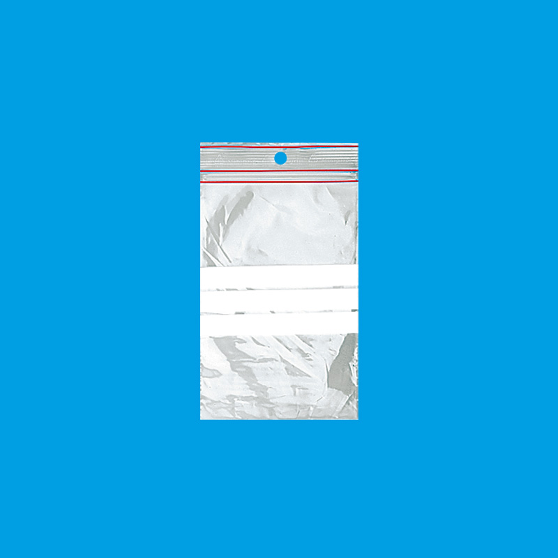 Minigrip® plastic bags with white write-on stripes 60 microns, 6 x 8cm (x100)