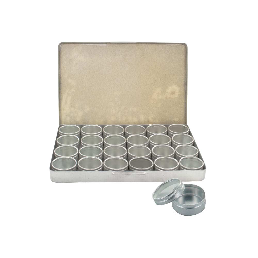 Metal storage case with 24 compartments
