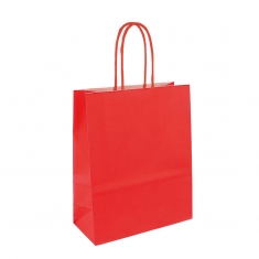 Red kraft paper carrier bag, 18 x 8 x 22 cm H, 90 g