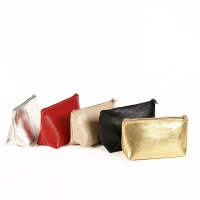 Gold-coloured leatherette jewellery travel pouch (x5)