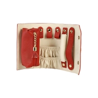 Red man-made leatherette jewellery travel roll