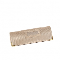 Ring/earring/necklace jewellery roll in beige synthetic fabric with carbon fibre finish