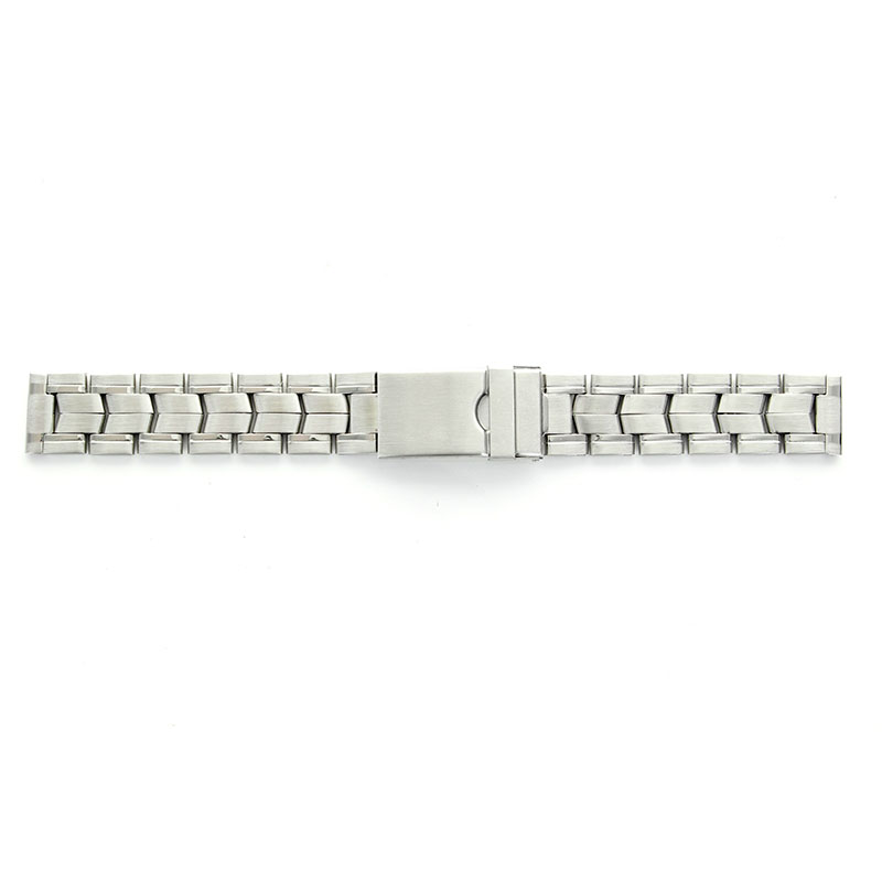 Steel watch band with double deployment clasp