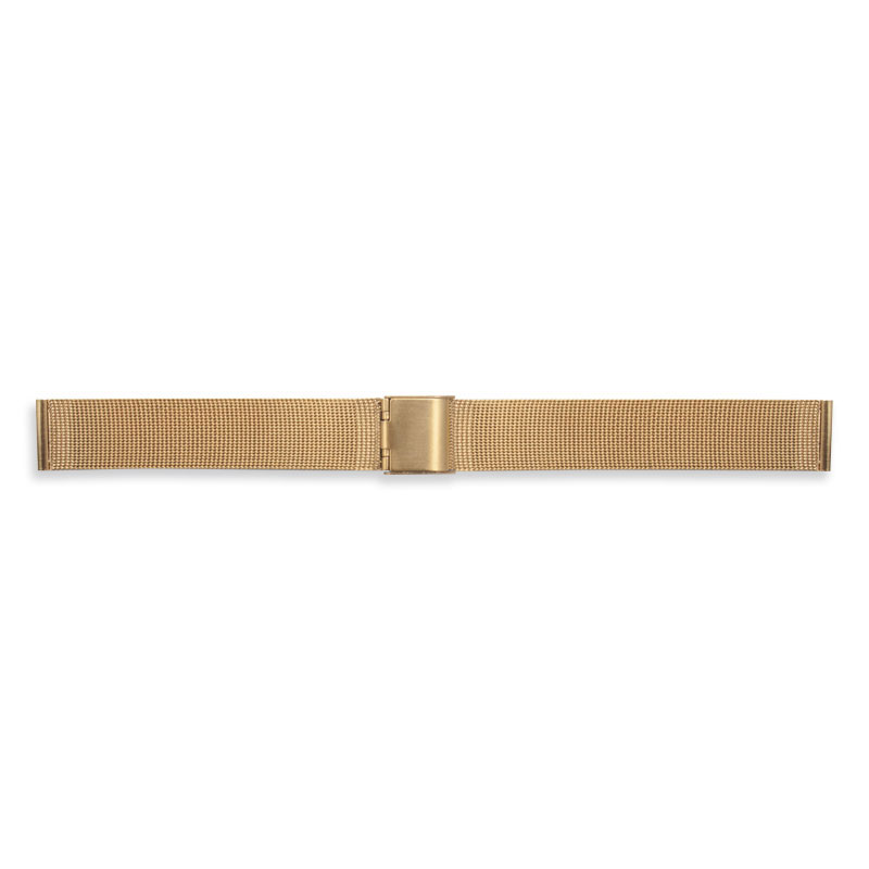 Gold-coloured steel Milanese watch strap with deployment clasp