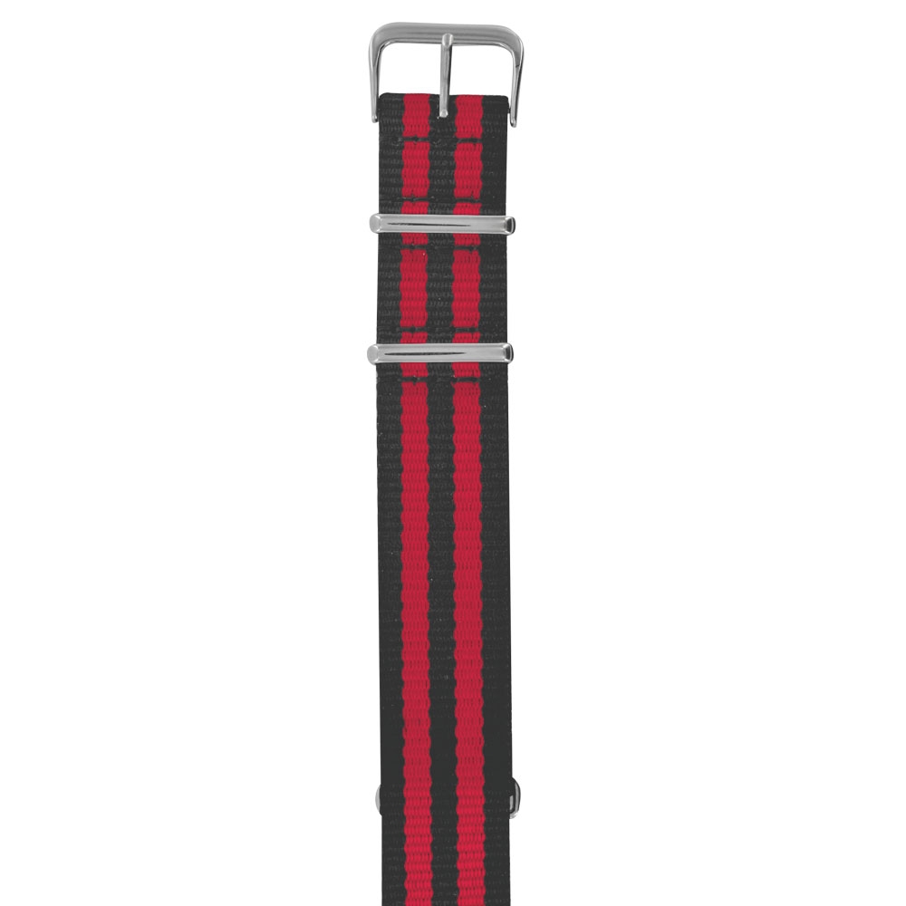 Striped NATO man-made watch strap, steel buckle