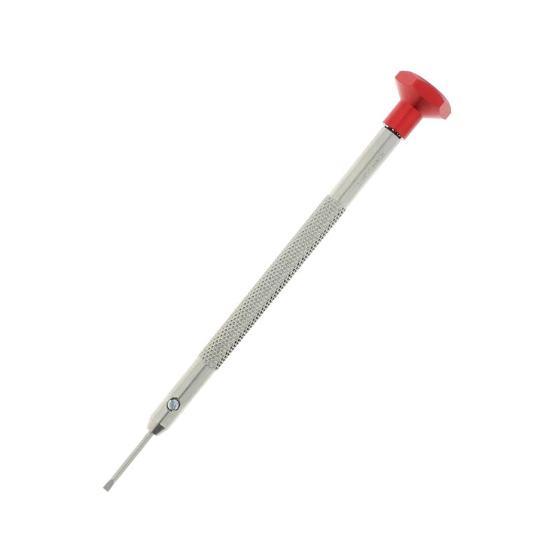 Watchmaker's stainless steel screwdriver with aluminium head and ball bearings