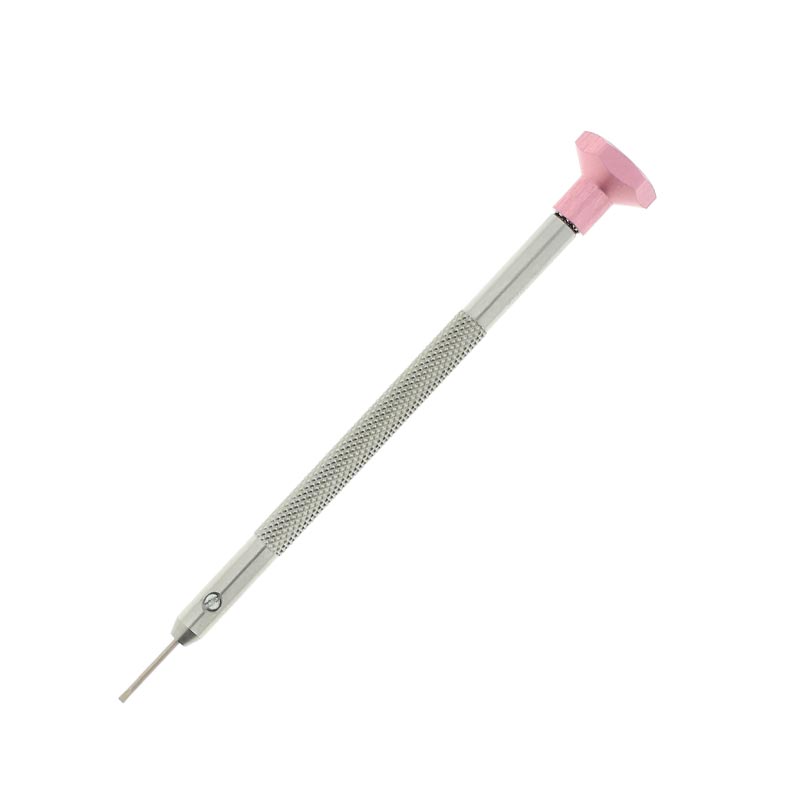 Watchmaker's stainless steel screwdriver with aluminium head and ball bearings