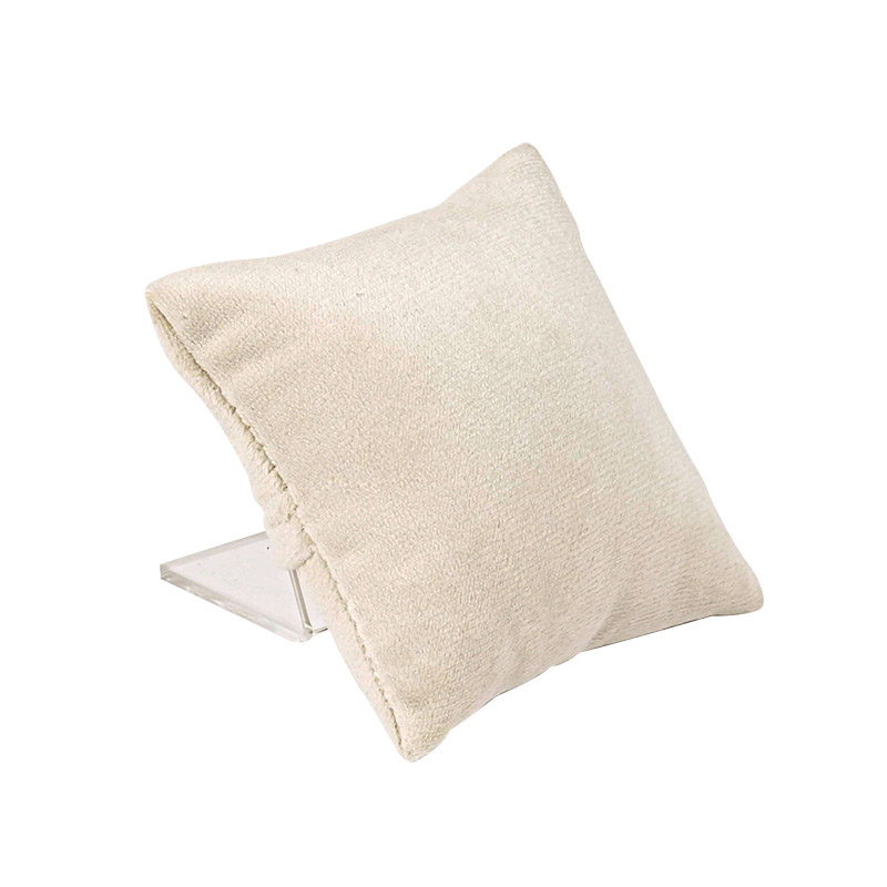Cream velveteen pillow with rear support stand