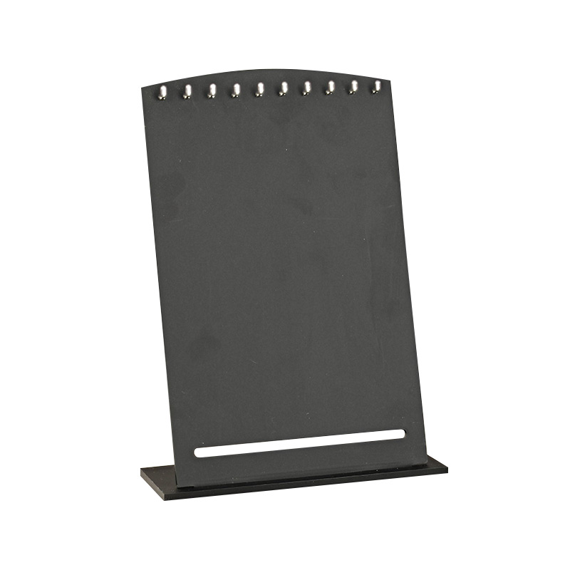 Matt black plexiglass portable display for chains/bracelets with 10 straight hooks - For labels
