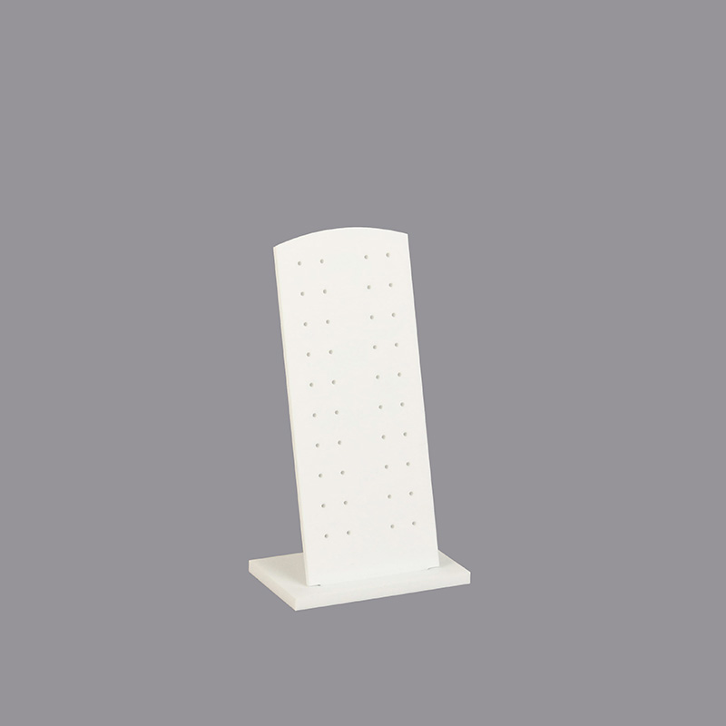 Matt white plexiglass portable display for 20 pairs of earrings, 6 x H 15cm