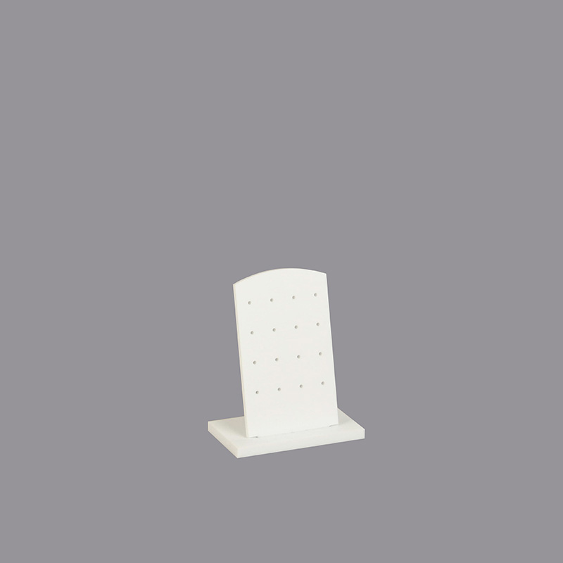 Matt white plexiglass portable display for 8 pairs of earrings, 7 x H 8cm