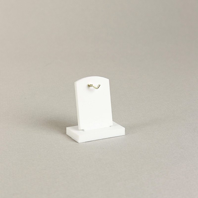 Matt white plexiglass portable display for pendants - curved hook