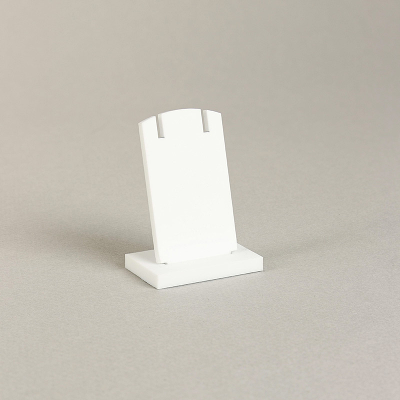 Matt white plexiglass portable display with slots for 1 pair of earrings, 3 x H 5.5cm