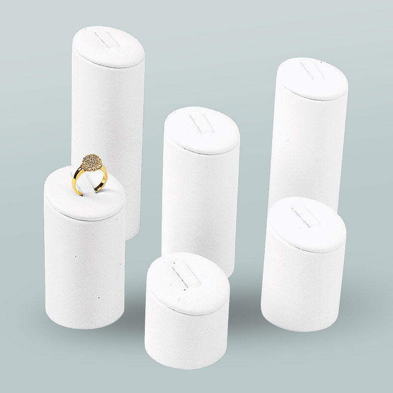 Set of 6 cylindrical leatherette ring holders