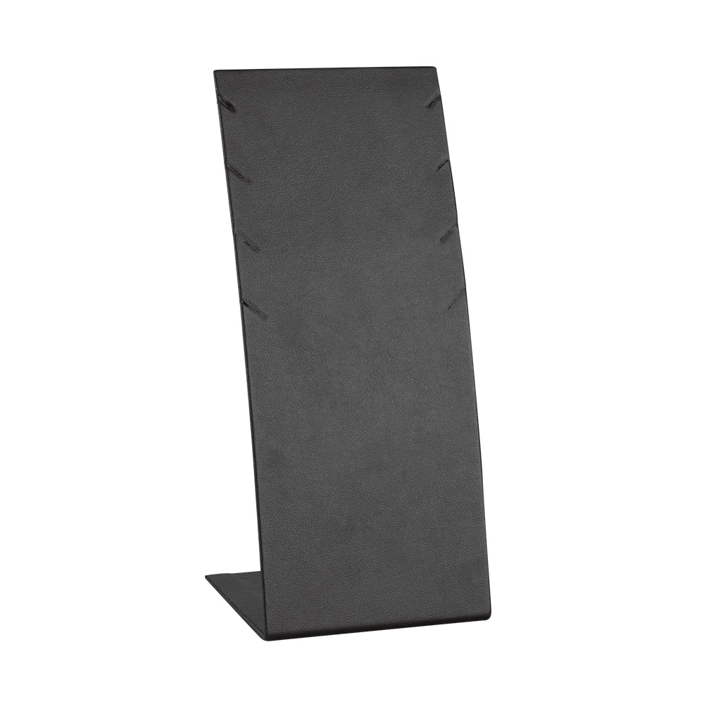Black display unit for 4 necklaces covered in smooth man-made leatherette