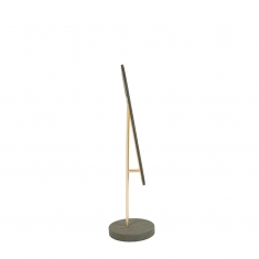 Khaki coloured man-made suedette finish necklace display, matt gold-coloured metal stand, 37.5cm