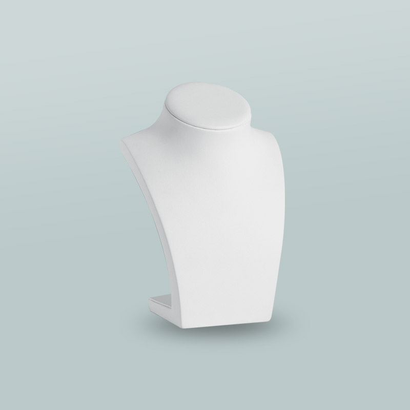 White man-made, smooth-finish leatherette display bust, 22 cm H