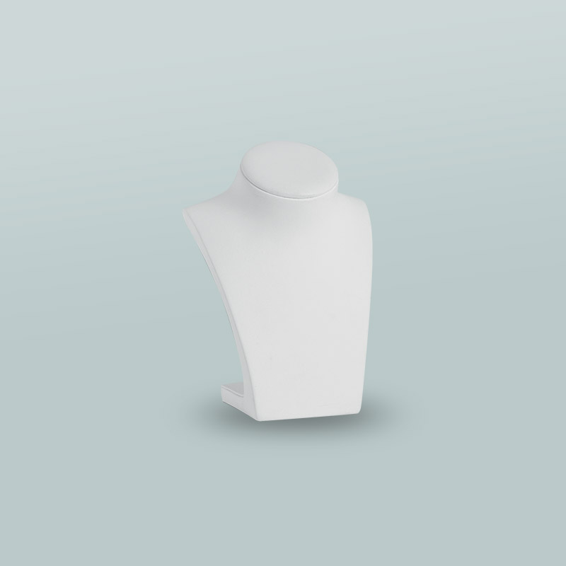 White man-made, smooth-finish leatherette display bust, 18 cm H