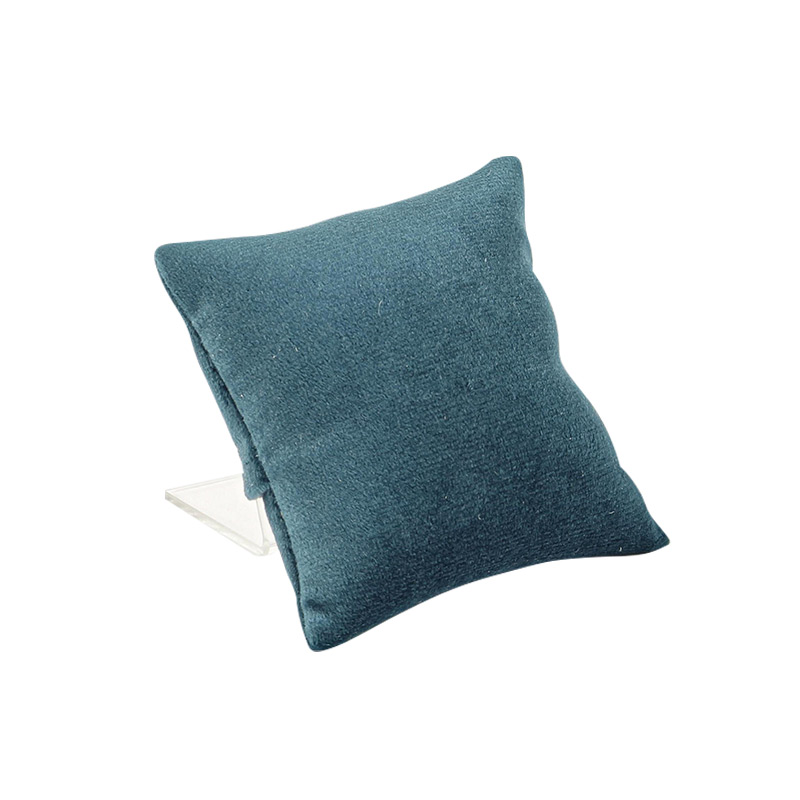 Teal velveteen pillow with stand