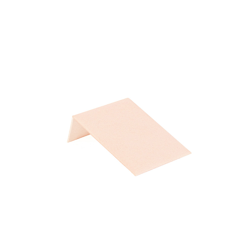 Tilted display for necklaces in powder pink synthetic suede H 7.5cm