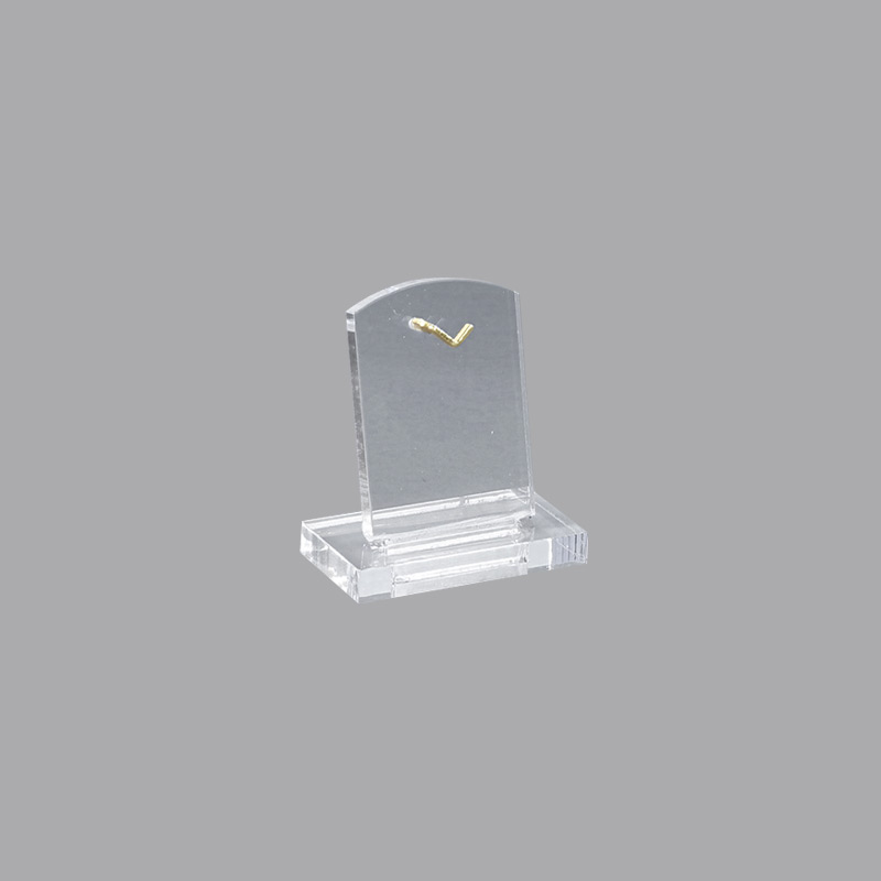 Transparent plexiglass portable display for pendant - Gold-coloured curved hook