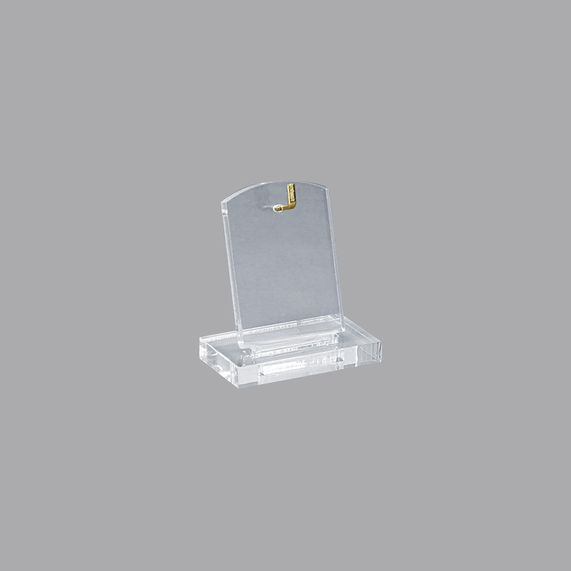 Transparent plexiglass portable display for pendant - Gold-coloured straight hook