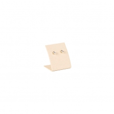 Cream-colour man-made suedette display for stud earrings, 4 cm tall