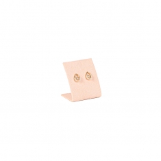 Powder pink man-made suedette display for stud earrings, 5.5cm tall