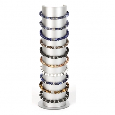 Grey plexi vertical display tube for 10 bracelets - 27.5cm, 6.6 cm diam