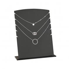 Matt black plexiglass portable display for 2 chains/bracelets with notches on sides, 9 x H 13cm