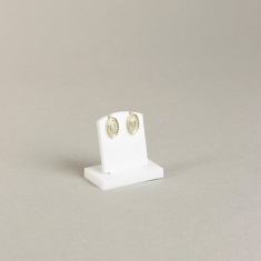 Matt white plexiglass portable display with slots for 1 pair of earrings, 2.5 x H 3cm