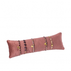 Antique pink velveteen bracelet bolster with rear stand 8 x 25 cm