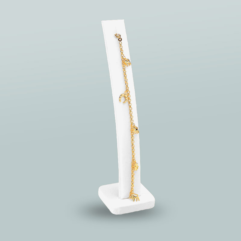 White vertical leatherette bracelet display stand